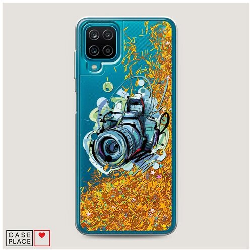 фото Чехол жидкий с блестками samsung galaxy a12 фотоаппарат арт case place