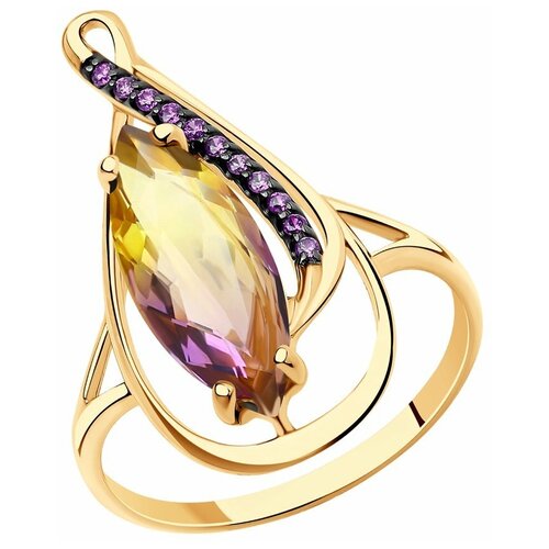 фото Diamant кольцо из золота с ситалом синтетическим и фианитами 51-310-00761-2, размер 17
