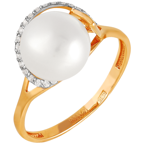 фото Примаэксклюзив кольцо с жемчугом и фианитами из красного золота 190-1-691р, размер 17.5