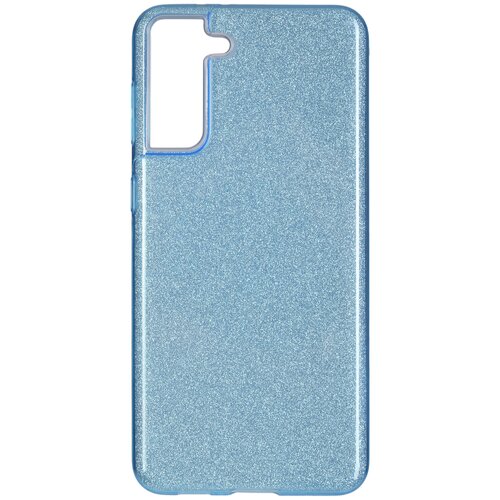 фото Чехол - накладка для samsung s21+, ультра-тонкая полимерная из мягкого качественного силикона, блестящая, голубая мобилиус