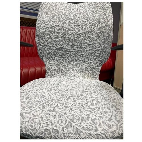 фото Чехол на стул без оборки venera "жаккард", цвет белый, 1 предмет