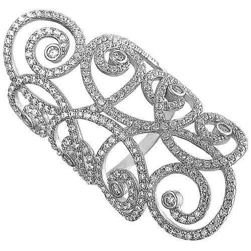 фото Кольца эстет широкое кольцо с узорами из серебра и цирконием