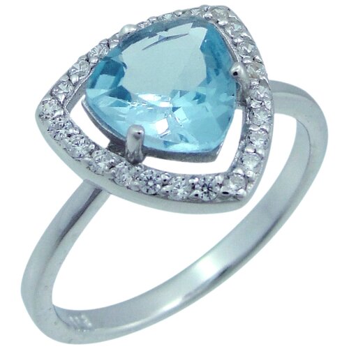 фото Balex кольцо 1405937679 из серебра 925 пробы с топазом голубым природным и фианитом, размер 18.5