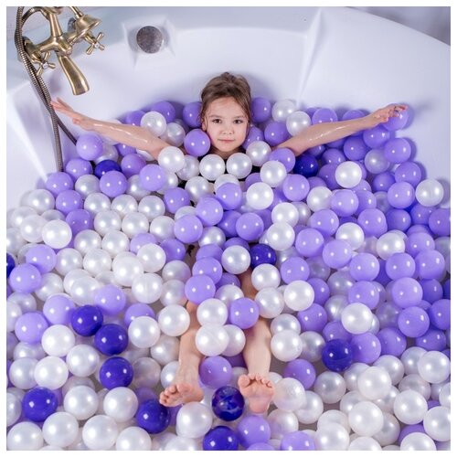 фото Шарики для сухого бассейна соломон с рисунком, d 7,5 см, 150 штук, цвет фиолетовый