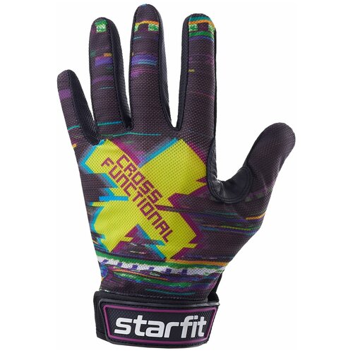 фото Перчатки для фитнеса starfit wg-104, с пальцами, черный/мультицвет, m