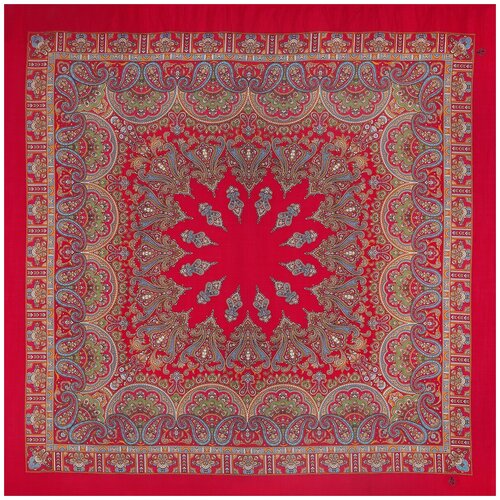 фото Шаль павловопосадская платочная мануфактура, шерсть, 125х125 см, красный