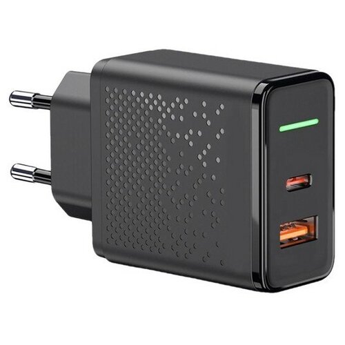 фото Зарядное устройство сзу krutoff ch-08 usb-c+usb-a, pd3.0, qc3.0, 18w (black) krutoff group