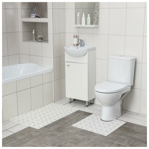 фото Набор ковриков для ванны и туалета, 2 шт: 50×52, 50×85 см, пвх qwen