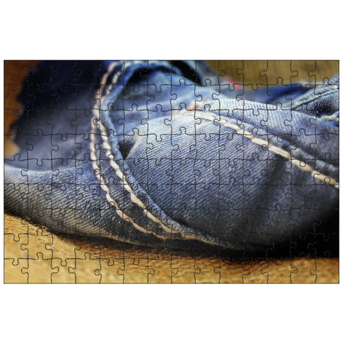 фото Магнитный пазл 27x18см."джинсы, текстиль, макрос" на холодильник lotsprints