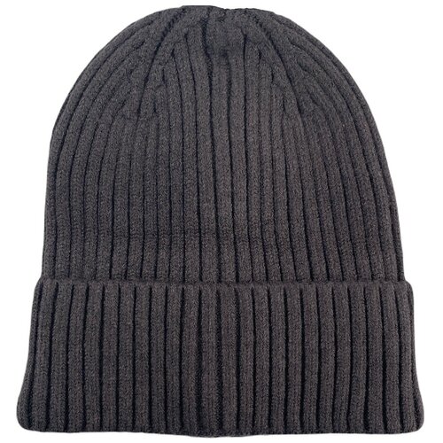 фото Вязаная мужская шапка на флисе / шапка с подкладкой /утепленная зимняя шапка с отворотом romart