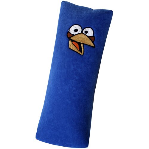 фото Автомобильная подушка на ремень безопасности matex birds, цвет синий, 30х11х9 см с вышивкой.