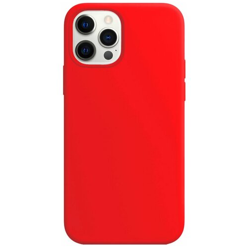фото Силиконовый чехол на apple iphone 12 pro max / матовый чехол для телефона эпл айфон 12 про макс с бархатистым покрытием внутри (красный) pastila