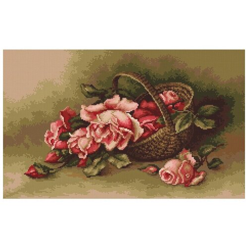 фото Набор для вышивания крестом на гобеленовой канве luca-s "корзина с розами", 24х15 см, арт. g483