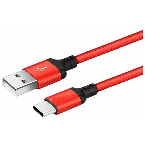 Дата кабель зарядки Type- C 1.0м 2.0A силикон (Красный- черный) для Motorola Moto G 5G