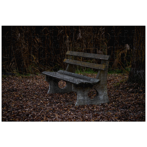 фото Магнитный пазл 27x18см."скамейка, деревянные скамьи, парк" на холодильник lotsprints