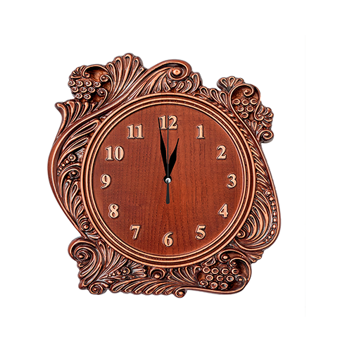 фото Часы настенные из бука с растительным орнаментом классика с ро виноград к.01, темный орех, 400*400*30мм. ооо мвс
