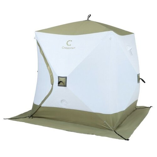фото Палатка зимняя куб следопыт premium, 1,8х1,8 м, 3-х местная, 3 слоя, цвет белый/олива