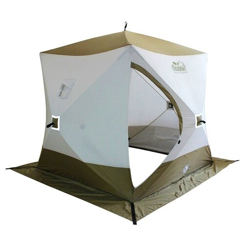 фото Палатка зимняя куб следопыт premium 1,8х1,8 м, 3-х местная, 3 слоя, цв. белый/олива
