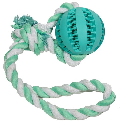 фото Игрушка для собак мяч dental с веревкой 7см резина nobby