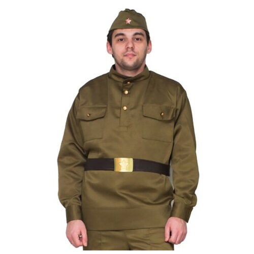 фото Карнавальный костюм «солдат», пилотка, гимнастёрка, ремень, р. 54-56 бока