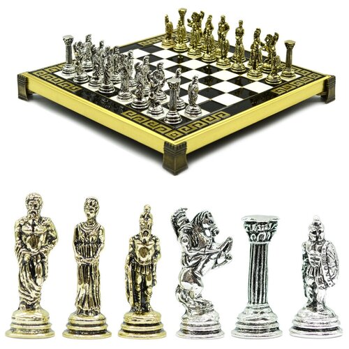 фото Шахматы сувенирные с металлическими фигурами "троя" 205*205мм. шахматы сувенирные с металлическими фигурами "троя" 205*205мм.