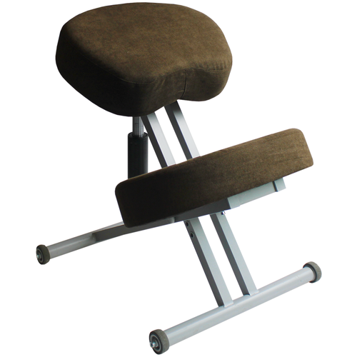 фото Эргономичный коленный стул "олимп" ск-1-2 газлифт (толстые сидения) коричневая классика на серой раме