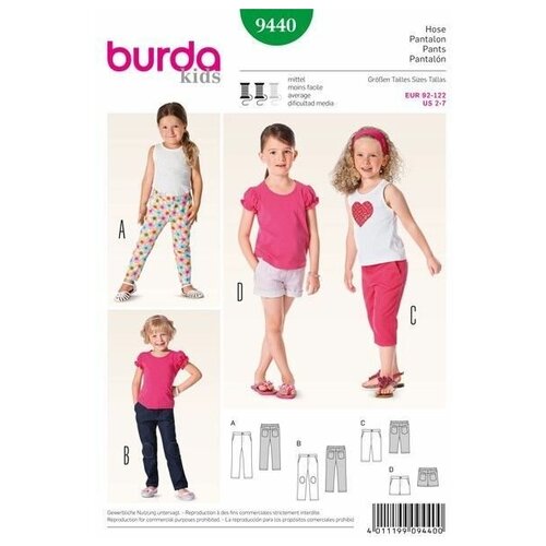 фото Выкройка burda 9440-шорты, брюки