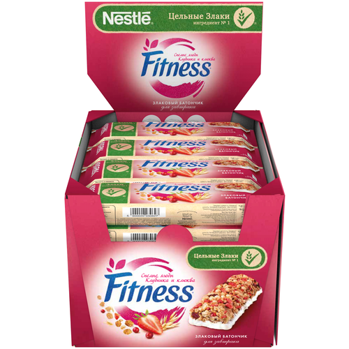 фото Злаковый батончик nestle fitness спелые ягоды клубника и клюква, 16 шт