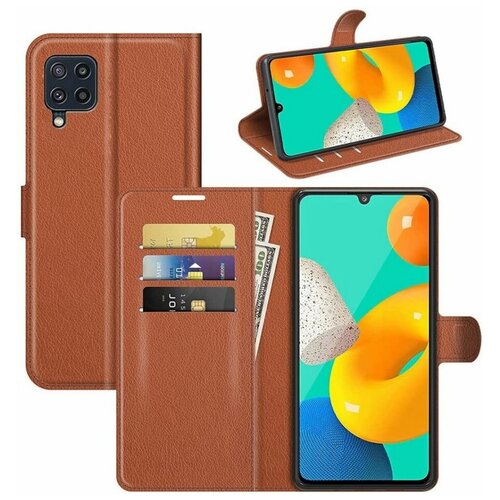 фото Brodef wallet чехол книжка кошелек для samsung galaxy m32 коричневый