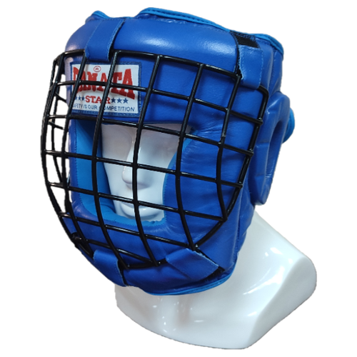 фото Шлем с металлической маской attack натуральная кожа ( размер xl ) синий danata