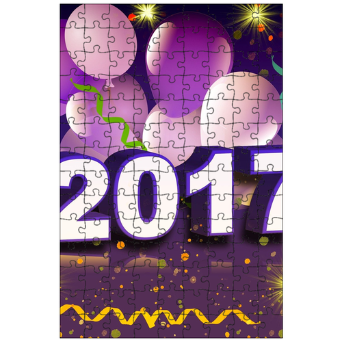 фото Магнитный пазл 27x18см."канун нового года, надувные шарики, конфетти" на холодильник lotsprints