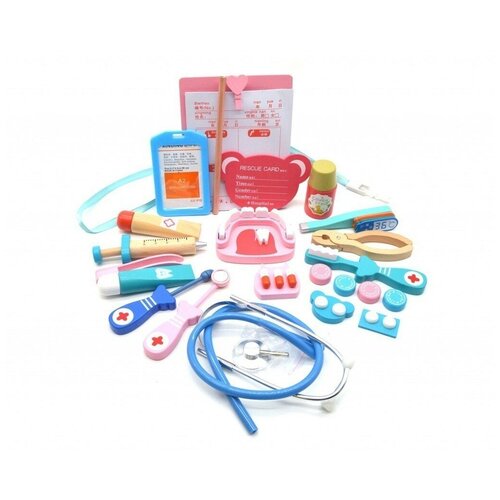фото Детский деревянный игровой набор "играем в доктора" в сумочке, набор стоматолога , играем в доктора toys