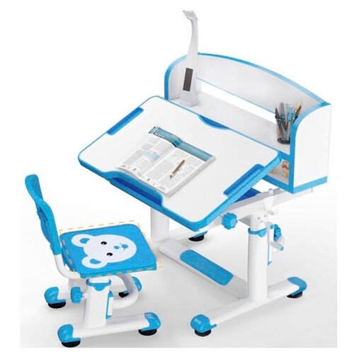 фото Комплект anatomica legare: детская парта, стул и светильник белый/голубой