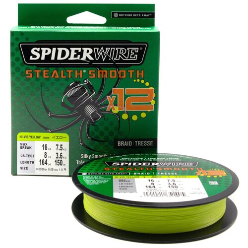 фото "плетеная леска spiderwire stealth smooth 12 braid ярко-желтая 0,09 мм. 7,5 кг. 150 м. (1507374)"