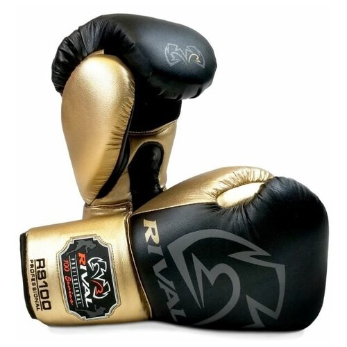 фото Перчатки боксерские rival rs100 professional sparring gloves, 16 унций, черно-золотые