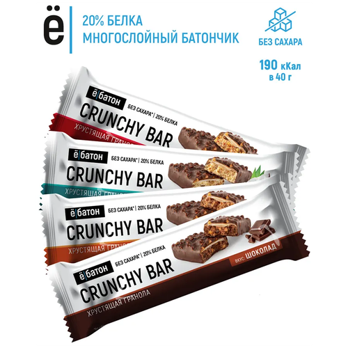 фото Протеиновый батончик crunchy bar 40 гр. ё|батон 12 шт. ассорти