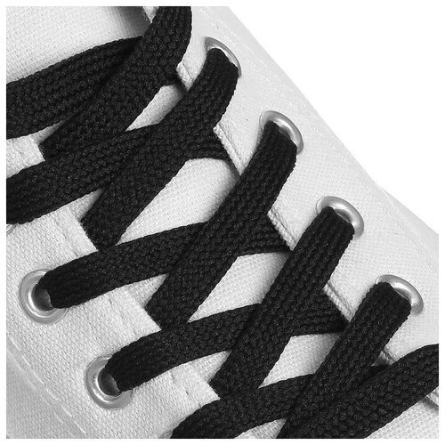 фото Шнурки для обуви, пара, плоские, 9 мм, 120 см, цвет чёрный qwen