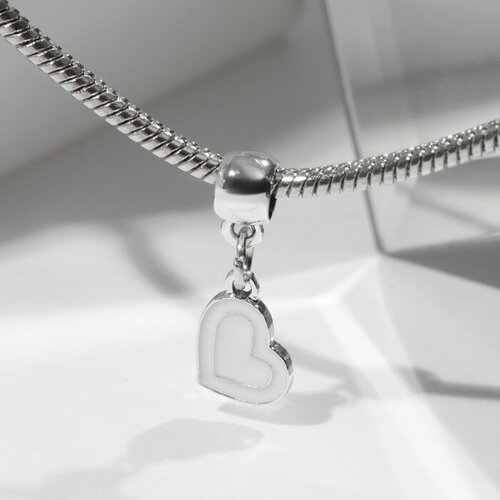 фото Подвеска сердечко, цвет белый в серебре 5 шт китай