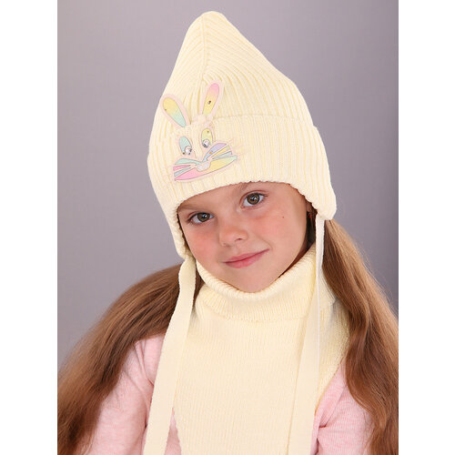 фото Шапка бини поляярик, размер 50-52, желтый, розовый