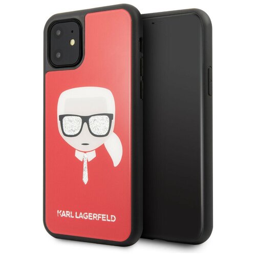 фото Чехол cg mobile karl lagerfeld double layer karl's head hard glass для iphone 11, цвет красный (klhcn61dlhre)