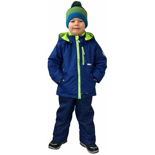 фото Утепленный комплект (куртка и брюки) lapland для мальчика, осенний-весенний "однотон" размер 98, синий