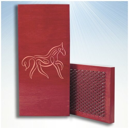 фото Доска садху / доска с гвоздями / доска для йоги / животные лошадь - 1492, красная чакра