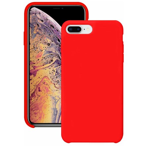 фото Силиконовый чехол на apple iphone 7 plus и 8 plus / матовый чехол для телефона эпл айфон 7 плюс и 8 плюс с бархатистым покрытием внутри (красный) pastila