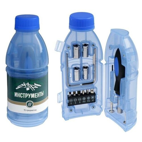 фото Набор инструментов tundra, подарочный пластиковый кейс "бутылка", 15 предметов 5084190