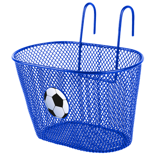 фото Корзина 5-431424 детская 25х15х14,5см сталь универсальное крепление на руль/багажник синяя с лого футбольный мяч acme