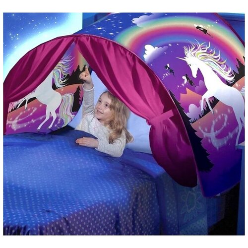фото Детский игровой тент на кровать "волшебный единорог", детская палатка, балдахин на кроватку kosmo.store