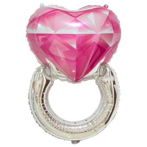 фото Шар (32''/81 см) сердце, кольцо с бриллиантом, розовый, 1 шт. falali