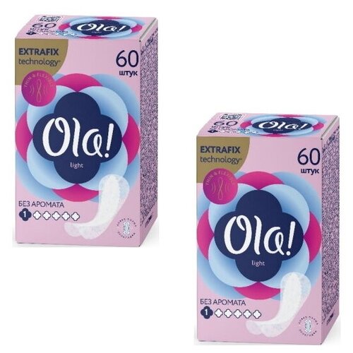 Комплект Ola! LIGHT прокладки тонкие женские ежед. стринг-мультиформ без аромата 60 шт/упак.х2 упак.