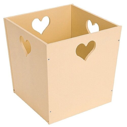 фото Деревянный ящик для игрушек кремовый с сердечком посиделкин