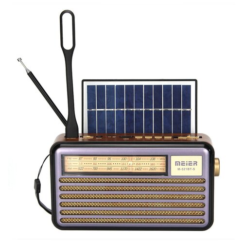 фото Радиоприемник meier m-521bt-s, usb, microsd, bluetooth, солнечная панель, usb лампа meier audio